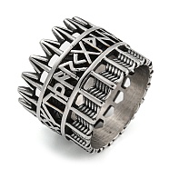 304 Stainless Steel Ring, Crown, 18mm, Inner Diameter: 19mm(RJEW-B055-02AS-02)