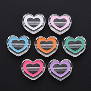 Transparent Enamel Acrylic Beads, Heart, Mixed Color, 19x22x8mm, Hole: 3mm(TACR-N012-002)