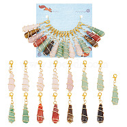 15Pcs Teardrop Mixed Natural Gemstone Charm Locking Stitch Markers, Zinc Alloy Lobster Clasp Charm, 5cm(HJEW-AB00650)