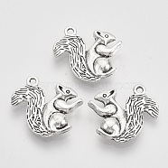Tibetan Style Alloy Pendants,  Cadmium Free & Lead Free, Squirrel, Antique Silver, 21x21.5x3.5mm, Hole: 1.5mm(X-TIBEP-T009-01AS-RS)