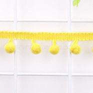 Polyester Pom Pom Ball Ribbons, Yellow, 3/4 inch(19mm), Pendant: 10mm in diameter(OCOR-WH0064-04O)