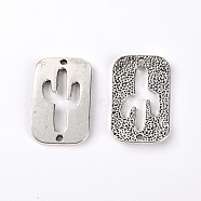 Alloy Links Connectors, Rectangle & Cactus, Platinum, 32x20x2mm, Hole: 2mm(PALLOY-WH0087-10)