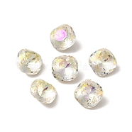 K9 Glass Rhinestone Cabochons, Pointed Back & Back Plated, Faceted, Square, Citrine, 10x10x6mm(GLAA-I052-01G)