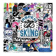 Skiing Theme Waterproof PVC Adhesive Stickers, for Suitcase, Skateboard, Refrigerator, Helmet, Mobile Phone Shell, Notebooks, Mixed Color, 55~85mm, 50pcs/set(STIC-PW0014-001)