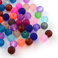 Transparent Frosted Glass Beads, Round, Mixed Color, 4~4.5x4mm, Hole: 1mm, about 100pcs/bag(FGLA-TA0001-01-4mm)
