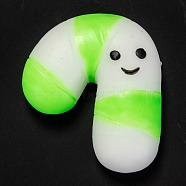 Christmas Theme Candy Cane Shape Squishy Stress Toy, Funny Fidget Sensory Toy, for Stress Anxiety Relief, Green, 43x36x12mm(AJEW-P085-04A)