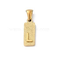 304 Stainless Steel Pendants, Golden, Rectangle with Letter Charm, Letter L, 17.5x6.5x3mm, Hole: 3x6mm(STAS-Z120-03L-G)