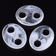 Acrylic Links connectors, Imitation Gemstone Style, Two-Tone, Oval, Clear, 43x35x11mm, Hole: 10mm(X-TACR-N009-01)