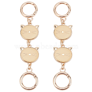 2Pcs Alloy Enamel Cat Head Link Purse Strap Extenders, Light Gold, 14.1cm(FIND-AN0001-17)