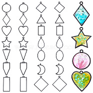 14Pcs 14 Styles Geometric Alloy Open Back Bezel Pendants, for DIY UV Resin, Epoxy Resin, Pressed Flower Jewelry, Mixed Shapes, Black, 28~48x19.5~44x2.8~3mm, Hole: 2.5~3mm, Inner Diameter: 20~41x12.5~40mm, 1pc/style(FIND-WH0290-90EB)