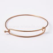 Adjustable Ion Plating(IP) 304 Stainless Steel Expandable Bangle Making, Golden, 61~62mm(BJEW-L604-09G)