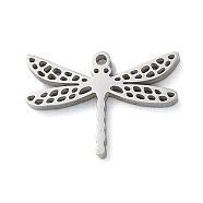 Non-Tarnish 304 Stainless Steel Pendants, Laser Cut, Dragonfly Charm, Stainless Steel Color, 10.5x15x1.5mm, Hole: 0.9mm(STAS-N104-02P)