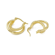 Rack Plating Brass Double Line Twist Rope Hoop Earrings for Women, Lead Free & Cadmium Free, Real 18K Gold Plated, 21.5x20x5.5mm, Pin: 0.8mm(EJEW-F294-11G)