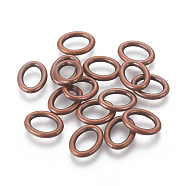 Tibetan Style Linking Rings, Oval Ring, Red Copper, Lead Free & Cadmium Free & Nickel Free, 16x12.5x2.5mm, Hole: 11mm(X-RLF10929Y-NF)
