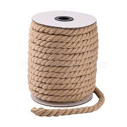 3-Ply Macrame Cotton Cord, Twisted Cotton Rope, for Wall Hanging, Plant Hangers, Crafts and Wedding Decorations, Wheat, 12mm, about 21.87~24.05 yards(20~22m)/roll(OCOR-L039-F16)