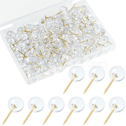 Round Plastic Drawing Pins, with Iron Pins, for Photos Wall, Maps, Bulletin Board or Corkboards, Golden, 20x9mm, 100pcs/set(AJEW-WH20070-074B)