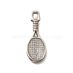 Tibetan Style Alloy Pendants, Cadmium Free & Lead Free, Racket Charms, Antique Silver, 28.5x11x2.3mm, Hole: 2x2.5mm(PALLOY-D291-21AS)