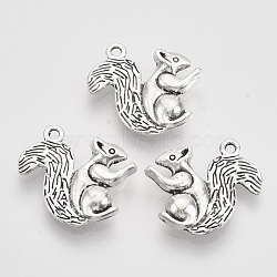 Tibetan Style Alloy Pendants,  Cadmium Free & Lead Free, Squirrel, Antique Silver, 21x21.5x3.5mm, Hole: 1.5mm(X-TIBEP-T009-01AS-RS)