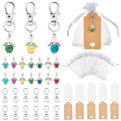 ARRICRAFT DIY Fairy Keychain Making Kit, Including Alloy Swivel Lobster Claw Clasps, Glass Pendants, Paper Price Tags, Organza Gift Bags, Mixed Color(FIND-AR0002-15)