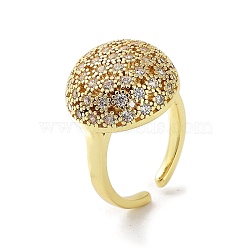 Brass with Cubic Zirconia Open Cuff Rings for Women, Real 18K Gold Plated, 7~23mm, Inner Diameter: 22.5mm(RJEW-A035-12G)