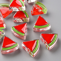 Transparent Enamel Acrylic Beads, Watermelon, Red, 23.5x25.5x9mm, Hole: 3.5mm(X-TACR-S155-001F)