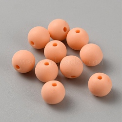 Acrylic Frosted Round Beads, Sandy Brown, 7.8x7mm, Hole: 1.6mm(FACR-WH0001-06A-20)