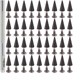 Zinc Alloy Rivets, with Screw and High Carbon Steel Puncher, for Purse Handbag Shoes Punk Rock Leather Craft Clothes Belt, Gunmetal, 12x6mm, 100pcs(DIY-GF0010-81C)