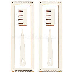 Rectangle Wooden Weaving Loom Sets, with Weaving Comb & Teardrop Needles, Wheat, 2.5~20.9x1.65~6.8x0.35cm, 3pcs/set(WOOD-WH0029-11)