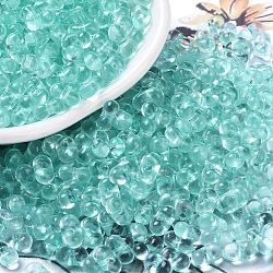 Transparent Acrylic Beads, Peanut, Medium Turquoise, 4x6.5x3mm, Hole: 1.2mm, about 1150pcs/50g(X-TACR-G049-01I)