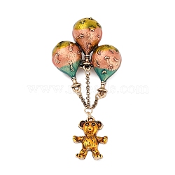 Bear with Hot Air Balloon  Enamel Pins, Alloy Brooches for Backpack Clothes, Colorful, 89x41.5mm(PALLOY-D361-13G)