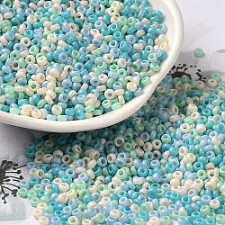 Baking Paint Glass Seed Beads, Donut, Colorful, 8/0, 2.5~3x1~1.5mm, Hole: 1~1.2mm, about 40909pcs/1pound(SEED-P006-03A-17)