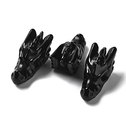 Natural Obsidian Healing Dragon Head Figurines, Reiki Energy Stone Display Decorations, for Home Feng Shui Ornament, 42~45x18~21x18~20mm(DJEW-L010-05G)