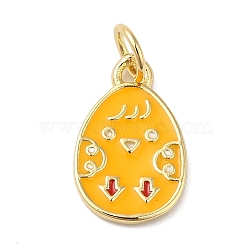 Rack Plating Brass Enamel Charms, with Jump Ring, Long-Lasting Plated, Lead Free & Cadmium Free, Real 18K Gold Plated, Easter Egg Charm, Gold, 14x9x1.5mm, Hole: 3mm(KK-B092-21G-02)