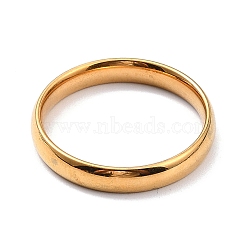 Ion Plating(IP) 304 Stainless Steel Simple Plain Band Finger Ring for Women, Golden, US Size 7(17.3mm)(RJEW-B036-06G)