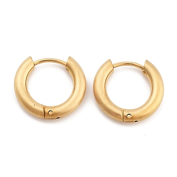 Ion Plating(IP) Frosted 304 Stainless Steel Huggie Hoop Earrings for Women, with 316 Stainless Steel Pins, Golden, 3x14.5~15.5mm