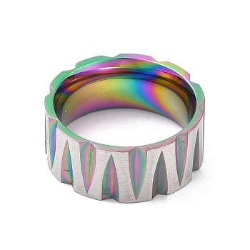 Titanium Steel Finger Rings, Wide Band Rings, for Men, Rainbow Color, 9mm, Inner Diameter: 17.3mm
