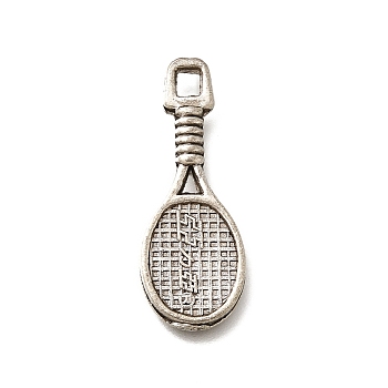 Tibetan Style Alloy Pendants, Cadmium Free & Lead Free, Racket Charms, Antique Silver, 28.5x11x2.3mm, Hole: 2x2.5mm