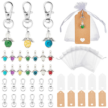 ARRICRAFT DIY Fairy Keychain Making Kit, Including Alloy Swivel Lobster Claw Clasps, Glass Pendants, Paper Price Tags, Organza Gift Bags, Mixed Color