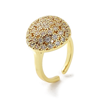 Brass with Cubic Zirconia Open Cuff Rings for Women, Real 18K Gold Plated, 7~23mm, Inner Diameter: 22.5mm