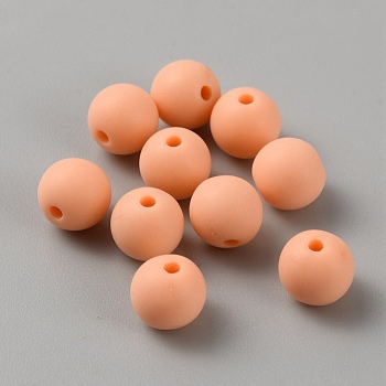 Acrylic Frosted Round Beads, Sandy Brown, 7.8x7mm, Hole: 1.6mm