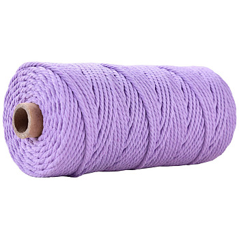 100M Cotton String Threads for Crafts Knitting Making, Lilac, 3mm, about 109.36 Yards(100m)/Roll