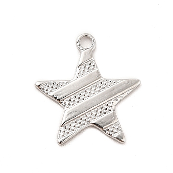 304 Stainless Steel Pendants, Star Charms, Stainless Steel Color, 15x14x1mm, Hole: 1.5mm