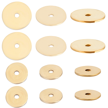 400pcs 2 Styles Brass Spacer Beads Sets, Long-Lasting Plated, Disc, Real 18K Gold Plated, 6~8x0.5~3mm, Hole: 0.9~1mm