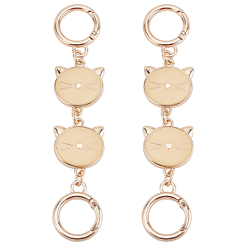 2Pcs Alloy Enamel Cat Head Link Purse Strap Extenders, Light Gold, 14.1cm