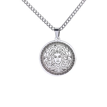 Stainless Steel Medusa Pendant Necklace Vintage Punk Men's Necklace