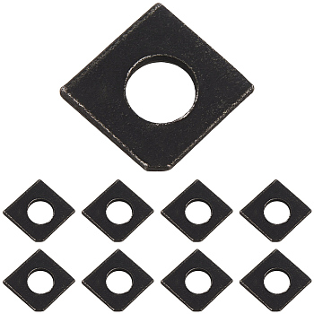 10Pcs 304 Stainless Steel Beveled Square Washers, Missing Angle Flat Gasket for Channel Steel, Black, 27x27x4.5mm, Hole: 13mm