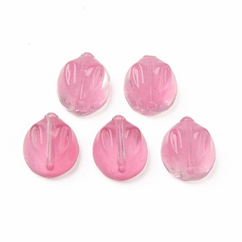 Transparent Glass Beads, Rabbit, Pink, 14x12x8mm, Hole: 1.4mm