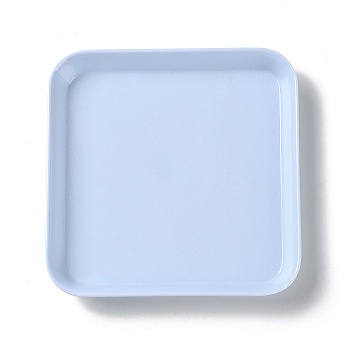 Square Plastic Jewelry Plates, Storage Tray for Rings, Necklaces, Earrin, Light Sky Blue, 14x14x1.6cm