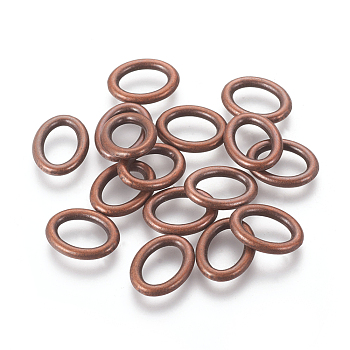 Tibetan Style Linking Rings, Oval Ring, Red Copper, Lead Free & Cadmium Free & Nickel Free, 16x12.5x2.5mm, Hole: 11mm