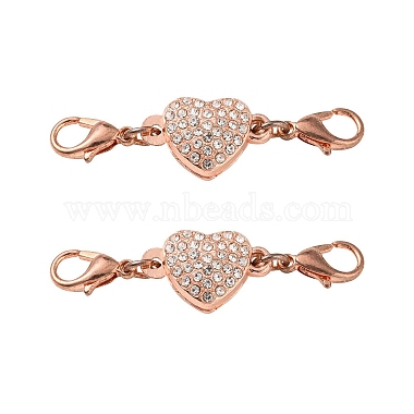 Rose Gold Heart Alloy+Rhinestone Magnetic Clasps